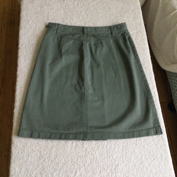 Vintage J. Crew Army Green Inverted Pleat A-line Skirt - Sz 6 - Picture 5 of 11